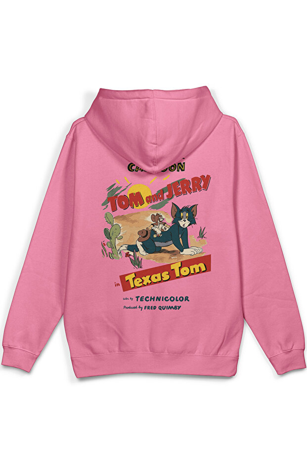 سترة كات راكد مطبوع بغطاء رأس هودي وردي اللون بمقاس كبير جدًا 1352