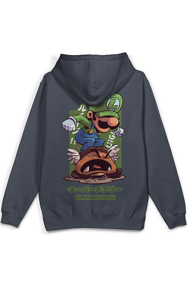 Super Sırt Printed Hooded Semi Oversized Sweatshirt Smoked Hoodie 1390