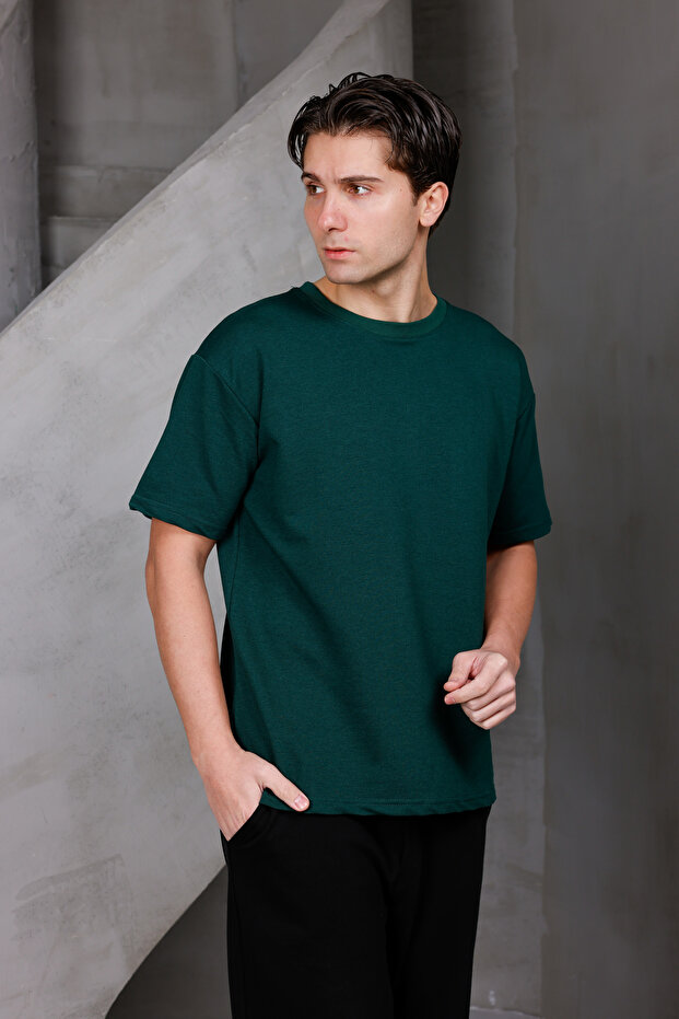 Tricou pentru bărbați Basic Oversize Crew Neck 2 Two Yarn Compact - 1