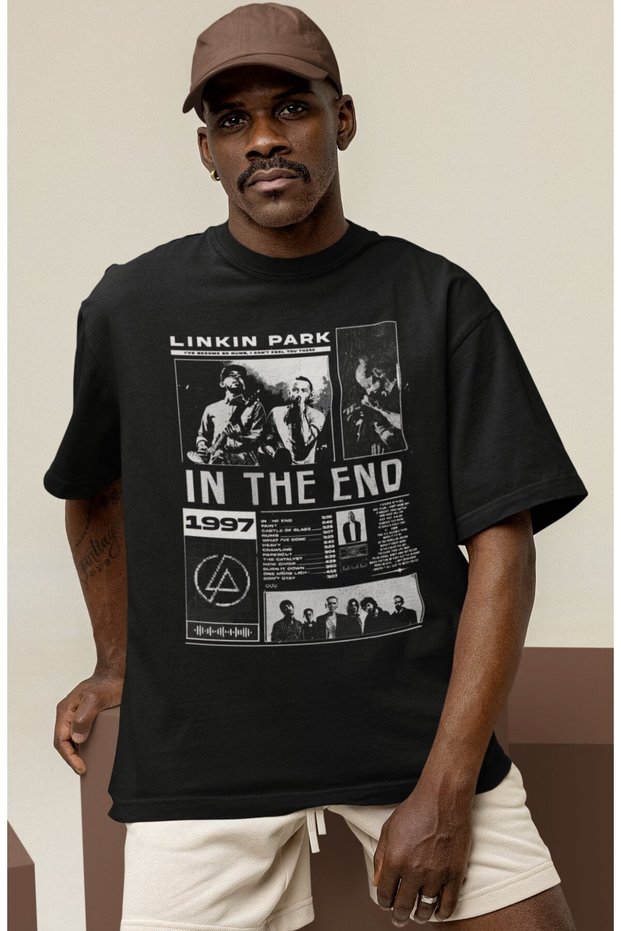 Design Linkin Park in the End Rock Metal Music Band Printed Unisex Oversized T-Shirt