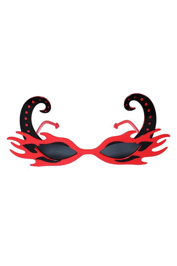 Black Horned Red Color Flaming Party Glasses 21X10 cm