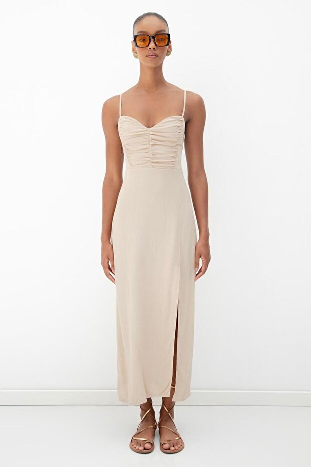 Askılı Midi Korse Elbise - 5