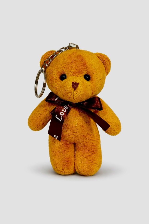 Plush Teddy Bears Keychain Brown Mini Cute Bag Ornaments with Love Written Gift