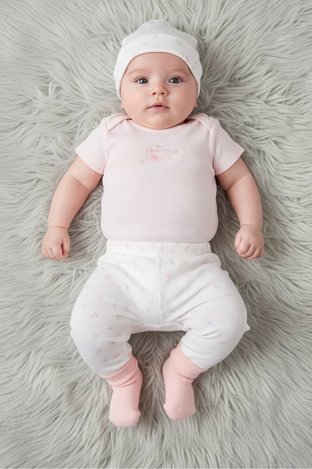 Toddlers Girl 10 Pieces Graphic Print Bodysuit Set, Pink
