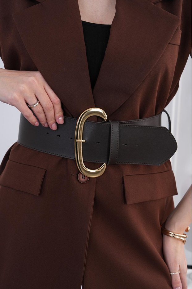 Geniş Gold Buckled Women's Belt Dress Belt I Shirt Belt I Jacket Belt I