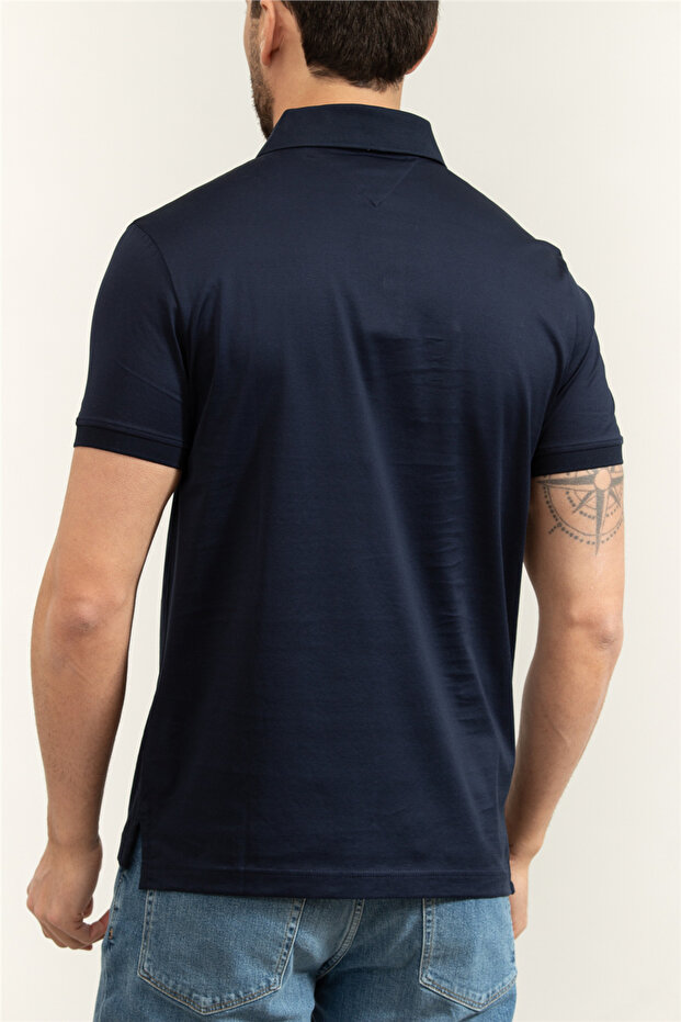 Hidden Placket Detail Reg Polo Erkek Polo Yaka T-Shirt Mavi - 4