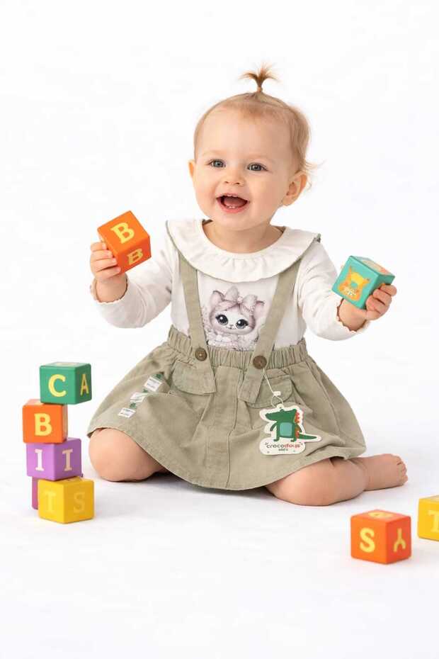 Girl's Jeans (Jeans) Strap Skirt Set (6/9/12/18) Months