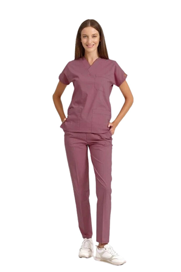 Dark Rose Stretch Fabric Doctor and Nurse Uniform Unisex Surgical Set | Brl Scruble