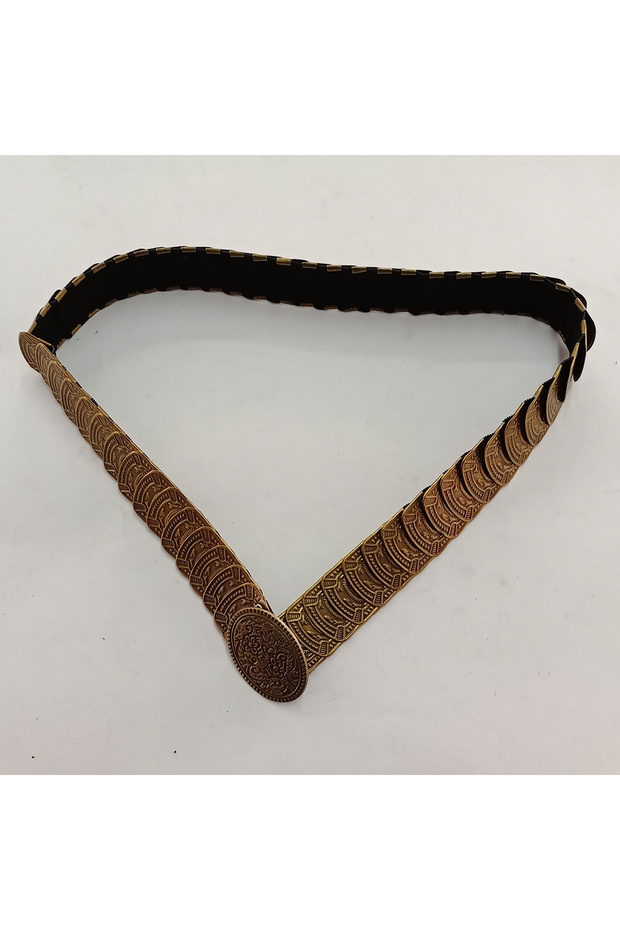 Elastic Women's Shoes Belt I, Metal Sequins, Antique Style, Length 70 Cm, Maximum Stretch 90 cm