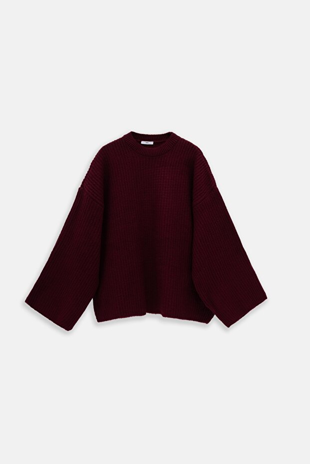 Women's Oversized Knitwear Sweater Claret Red