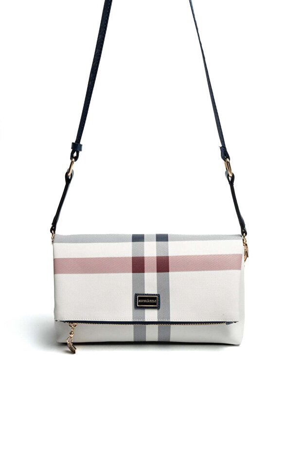 White - Navy Blue Plaid Women's Crossbody Bag Sp1278