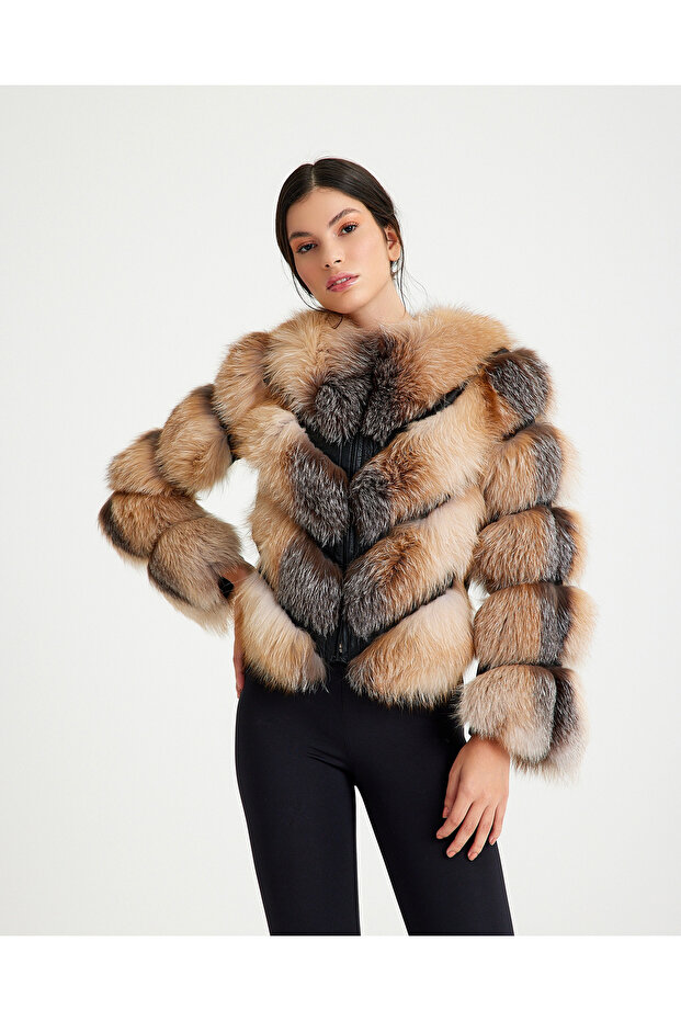 Women's V-Form Zippered Convertible Fur Jacket (Can Be Made into Vest Styles)