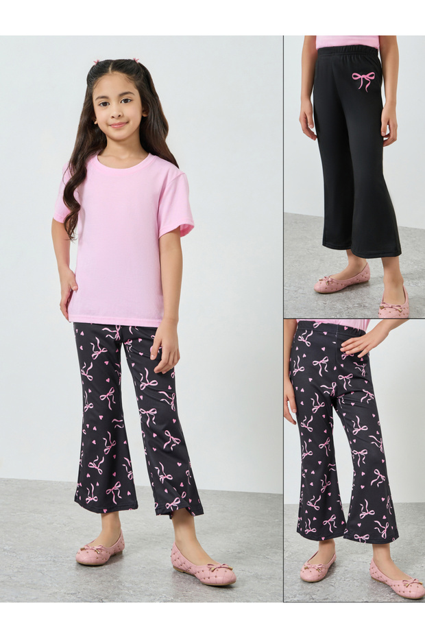 Pack of 2 - Girls Printed Crop Leggings