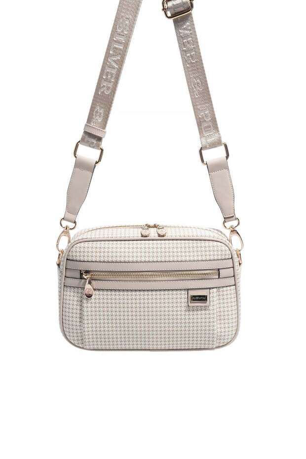 Sand - Sand Beige Houndstooth Plaid Women's Crossbody Bag Sp1280