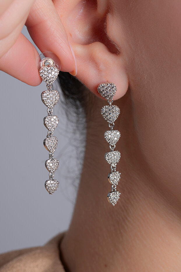 Women's Dangle Zircon Stone Heart Series Earrings
