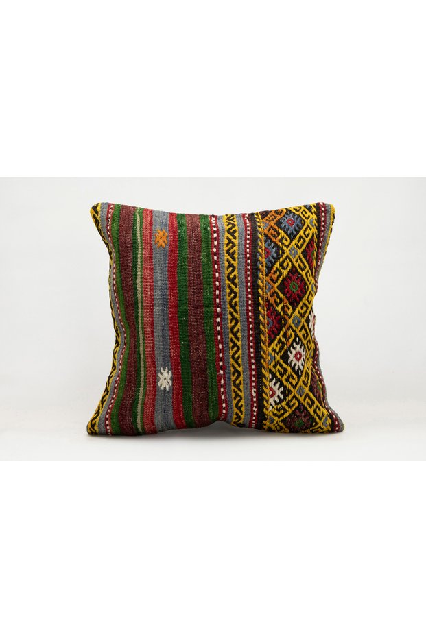 Handmade Old Kilim Rug Vintage Made in the 1950S, Cushion Cover , Wool , 50X50 cm