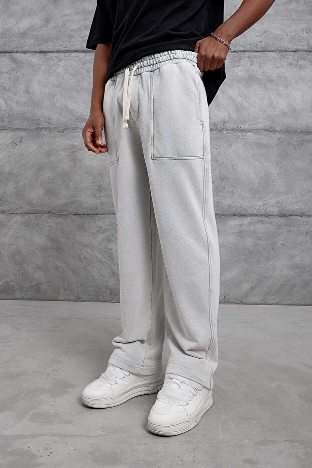 Gray Kare Cep Basic Washable Sweatpants - 1