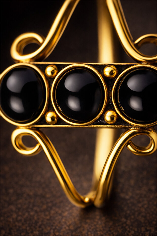 Natural Stone Brass Ring