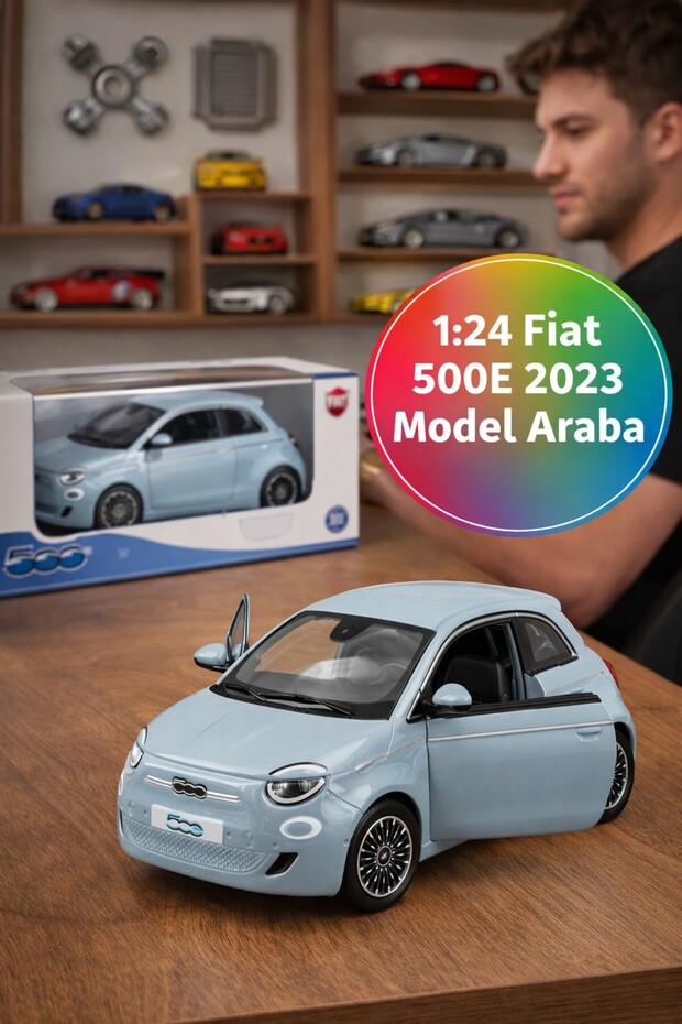 1:24 Fiat 500E 2023 Model Car Die Cast Collectible Toy Openable Door 14 cm Boxed Detailed Mini