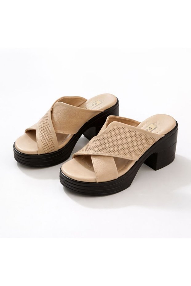 Women's Platform Heels Slipper – Cross-Strapped Orthopedic Sole Casual Stylish Slipper