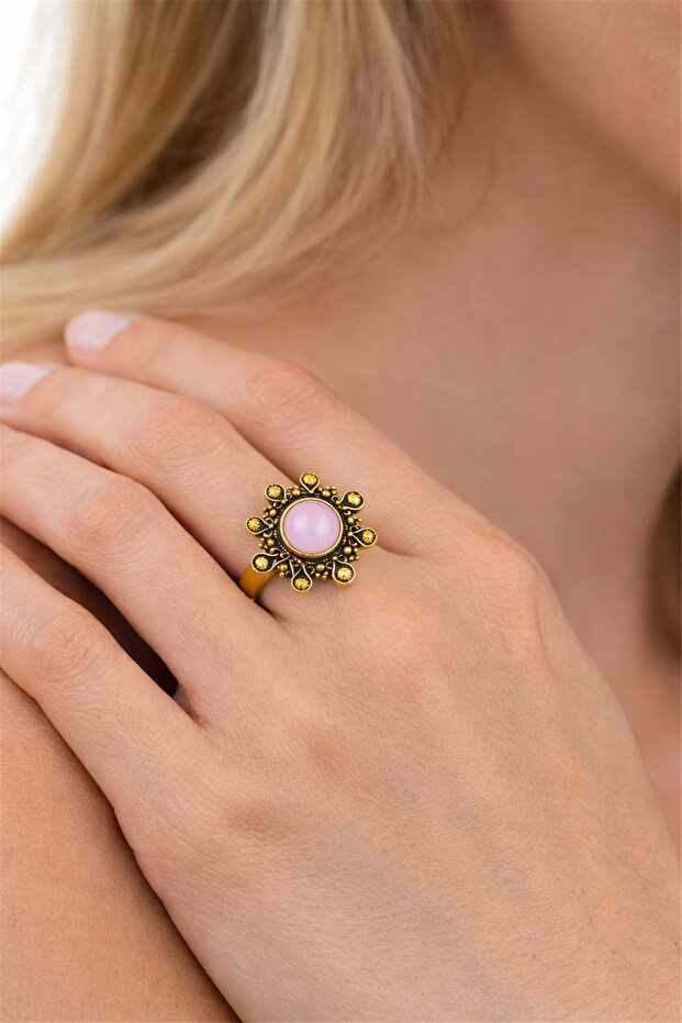 Natural Stone Brass Ring