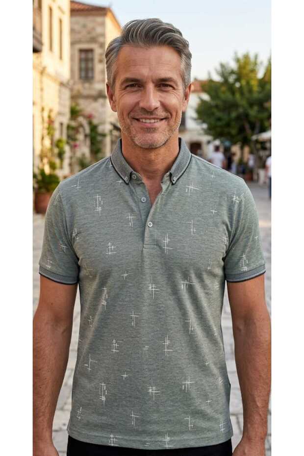 New Season Men's T-Shirt with Buttoned Collar and Without Pockets