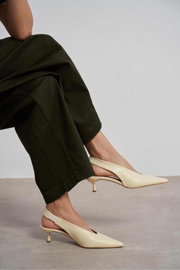 Lunix Butter Yellow Matte Pointed Toe Slingback Stiletto Heel U Women's Shoes