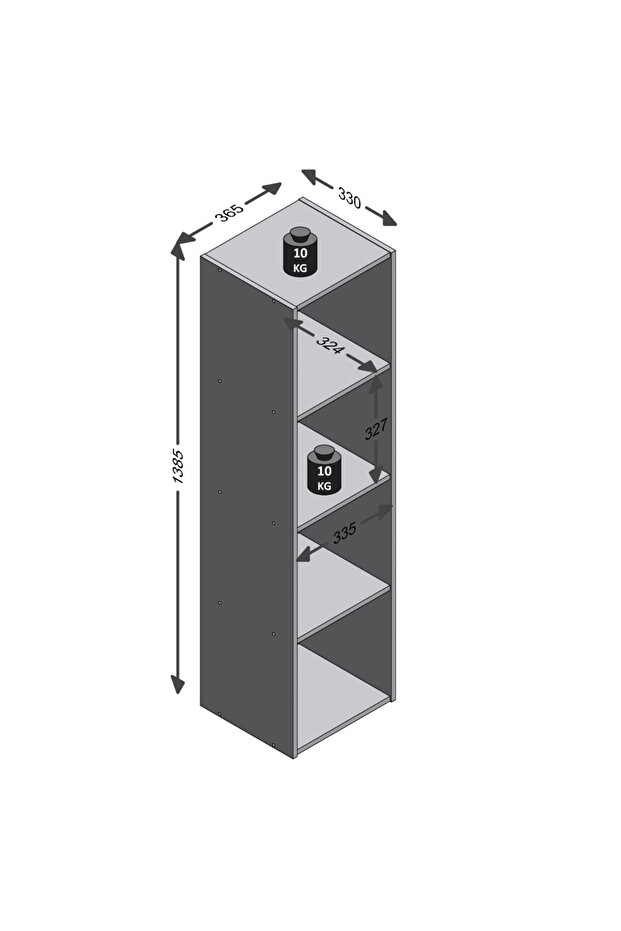 Raft vertical cu 4 compartimente, stejar - 4