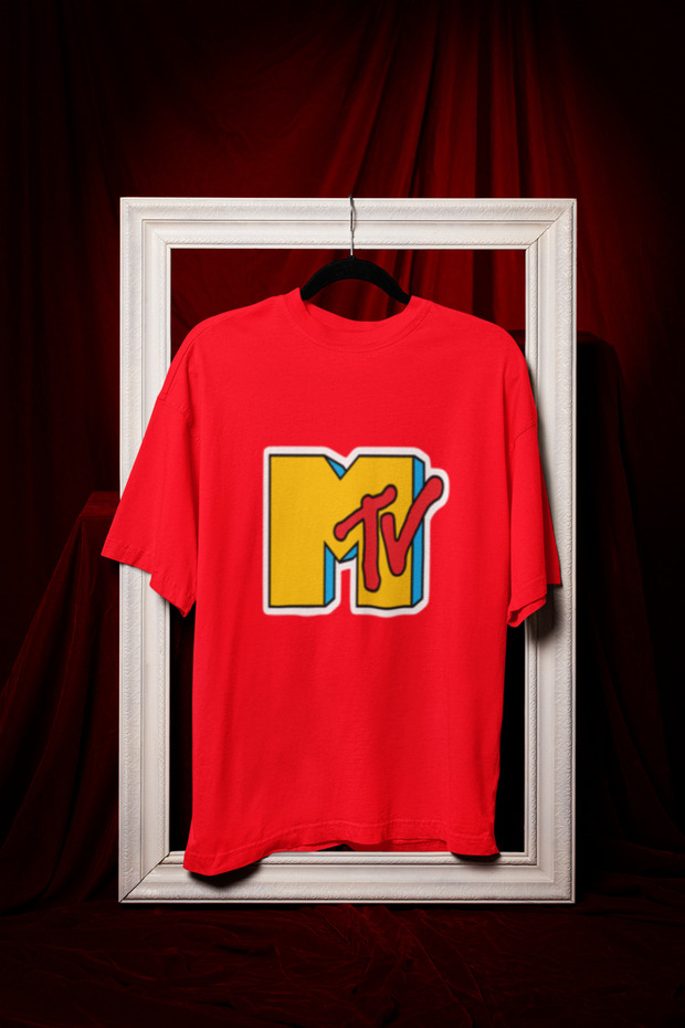 Mtv Printed Crewneck Pa Cotton Ov Oversized Alip Short Sleeve Unisex Tshirt
