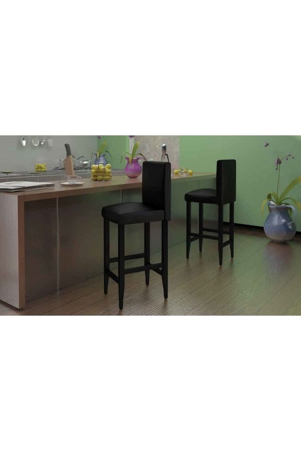 Bar stools, 4 pcs., black, eco- Leather