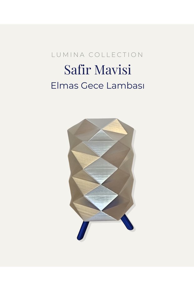 Diamond Night Light Sapphire Blue Color Modern Decorative Lampshade Tripod Stand Table Lamp Korixalumina