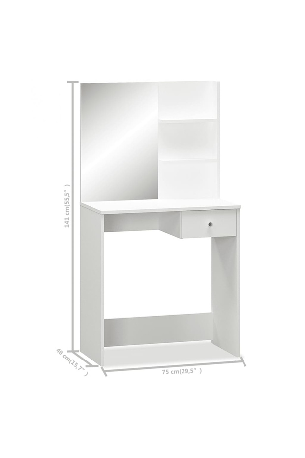 Dressing table, chipboard, 75x40x141 cm, white - 5