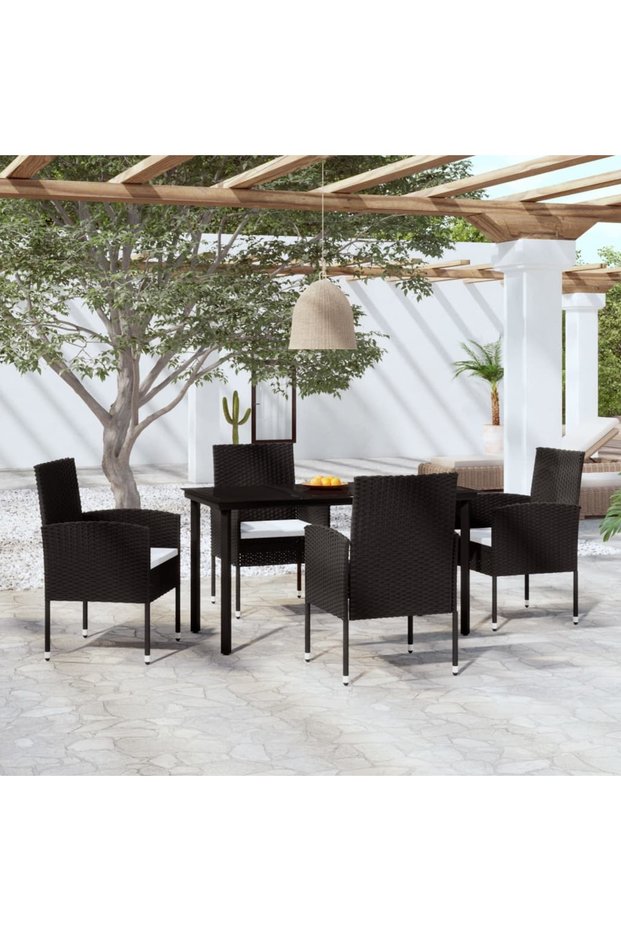 Garden table set, 5 pieces, black