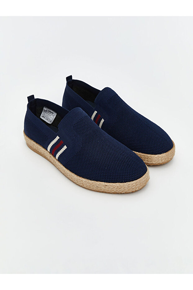 Navy Blue Straw Sole Men's Espadrille Shoes