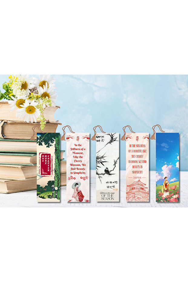 Japanese Concept Pvc Coated Durable Bookmarks Set of 5