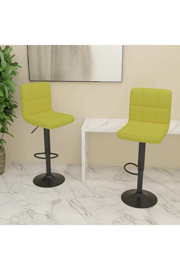 Scaune de bar, 2 buc., verde, material textil - 1