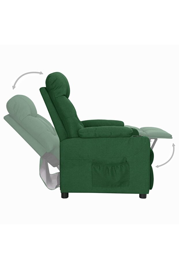 Fotoliu rabatabil, verde închis, material textil - 5
