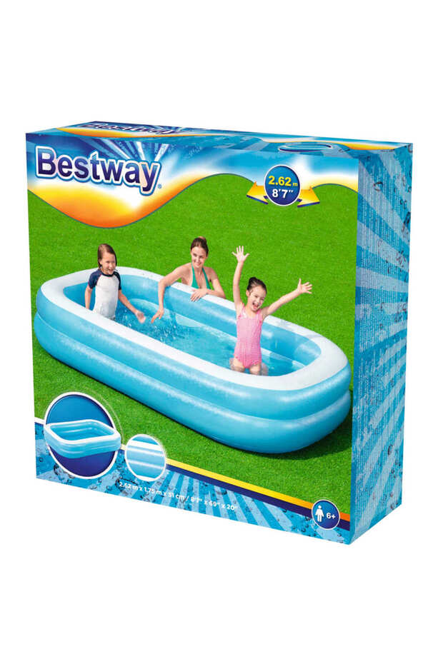 Inflatable pool, blue/white, 262x175x51 cm rectangular - 4
