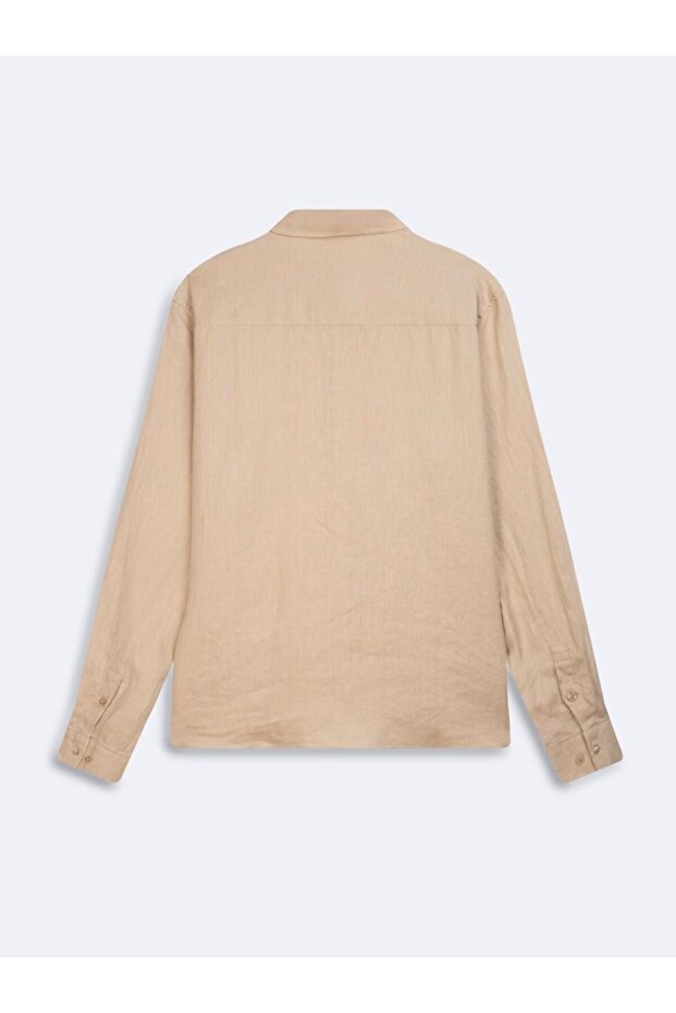 Uzun Kollu Basic Bej Gömlek - 2