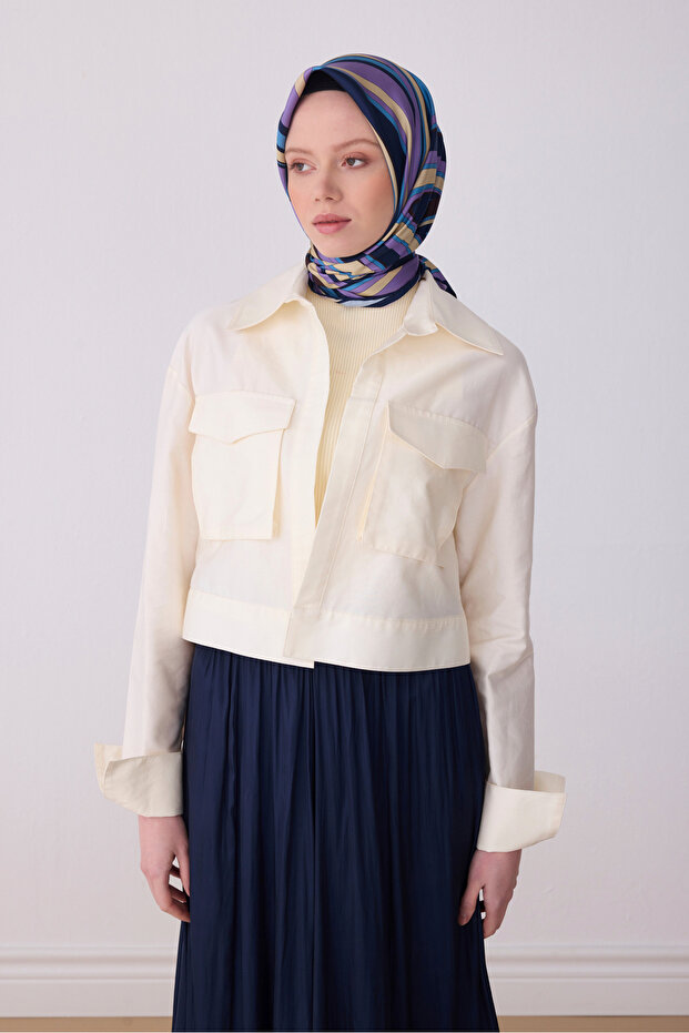 Geometric Pattern Silk Twill Scarf (t) 4311-85 - 2