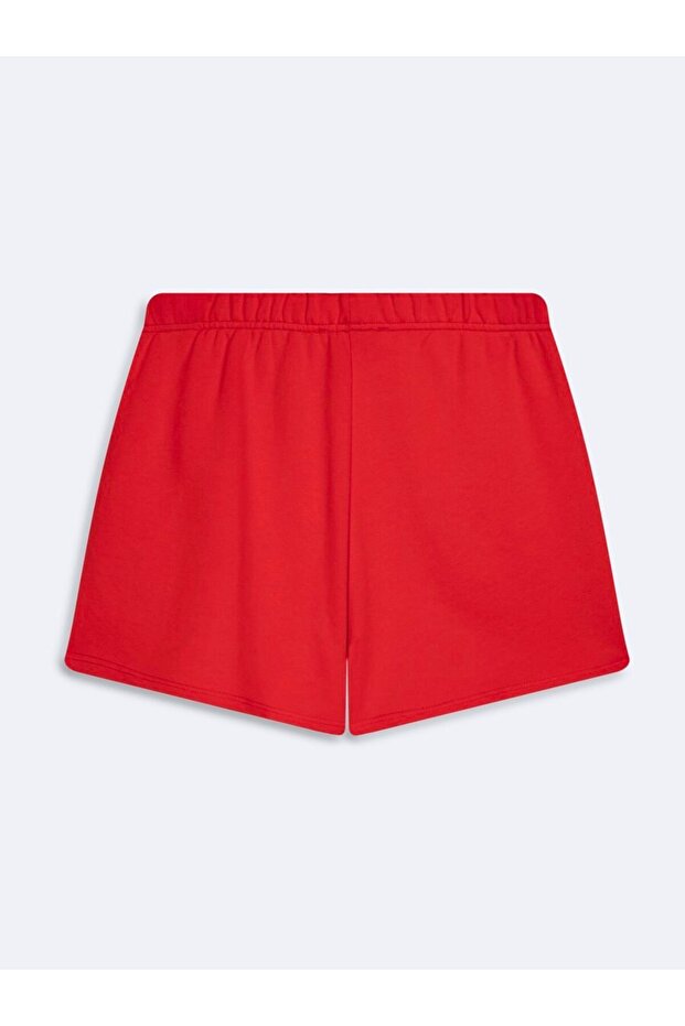 La Patch Detaylı Örme Kırmızı Şort - 2