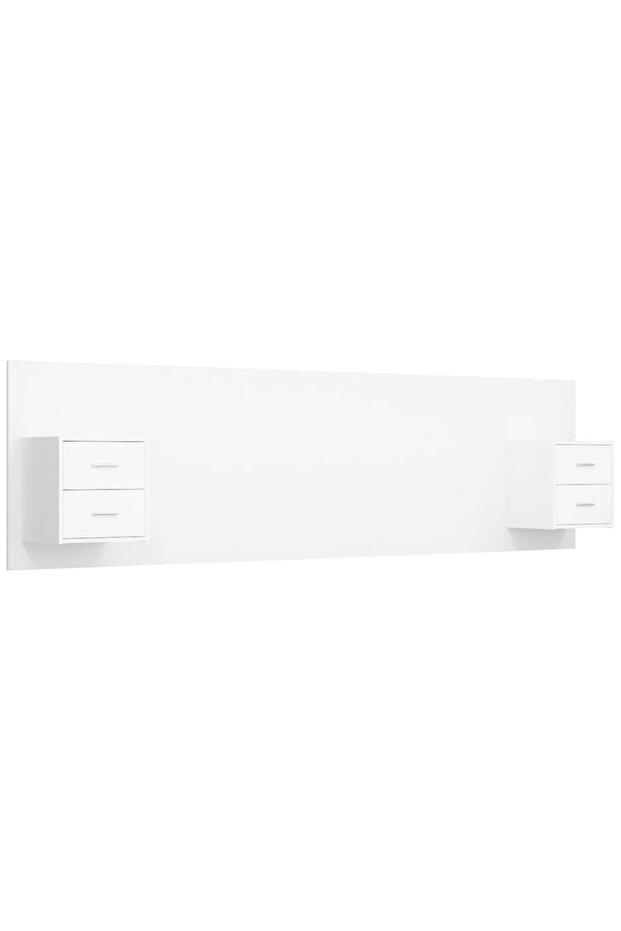 Headboard with cabinets, white, processed wood - 2