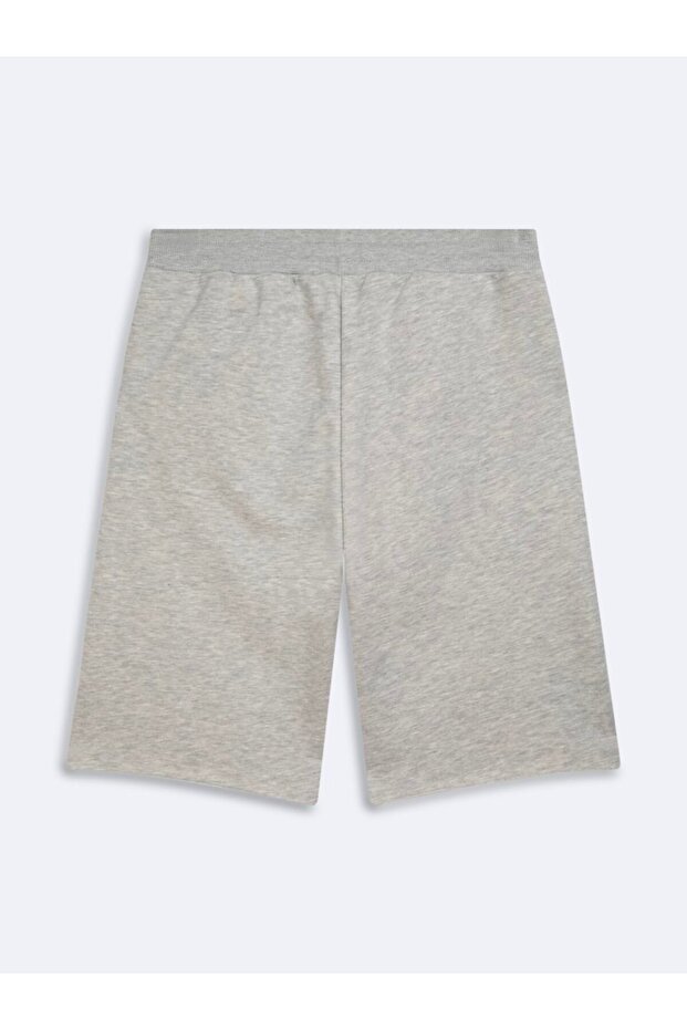 Rahat Kesim Kısa Esnek Örme Gri Şort - 2