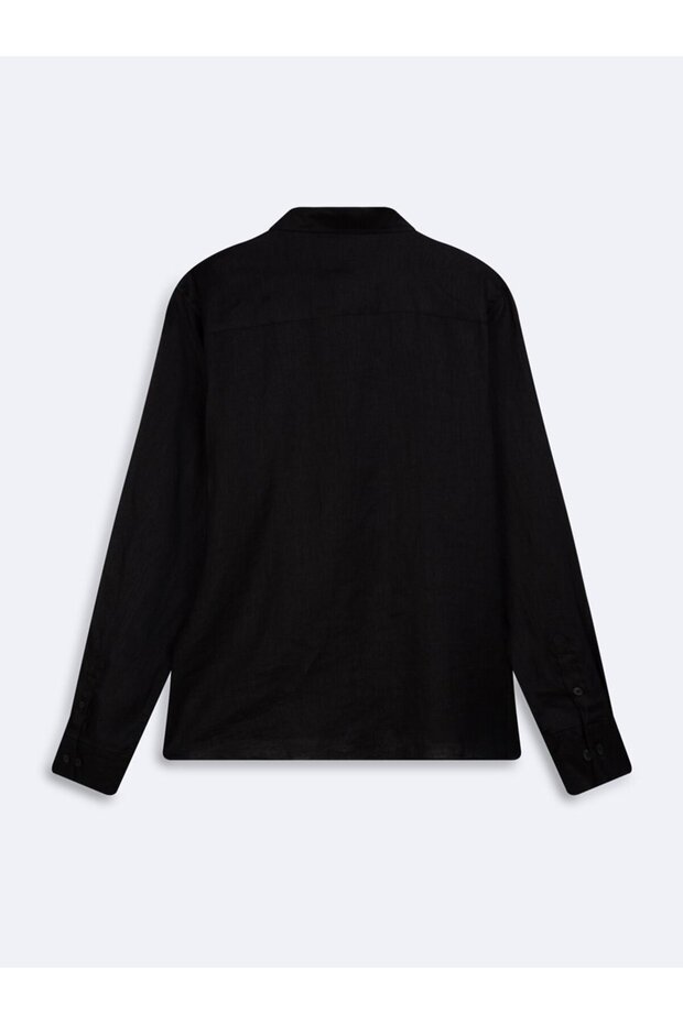Uzun Kollu Basic Siyah Gömlek - 2