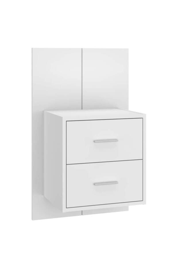 Headboard with cabinets, white, processed wood - 4