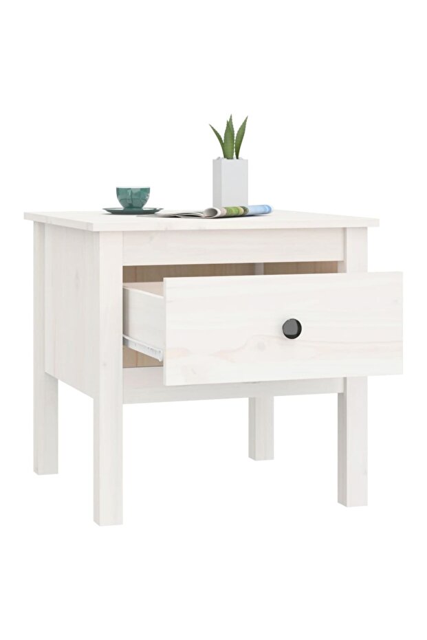 Side tables, 2 pcs., white, 50x50x49 cm, solid pine wood - 7