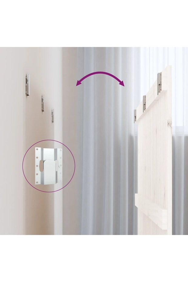 Wall-mounted headboard, white, 166x3x90 cm, solid pine wood - 6