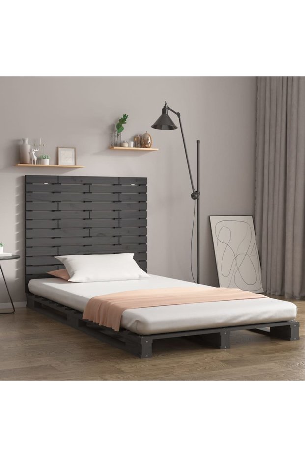 Wall-mounted headboard, gray, 81x3x91.5 cm, solid pine wood