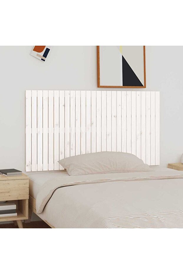Wall-mounted headboard, white, 166x3x90 cm, solid pine wood - 1