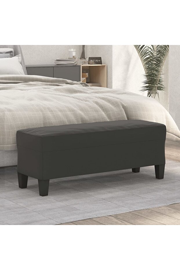 Bench, dark grey, 100x35x41 cm, microfiber - 1